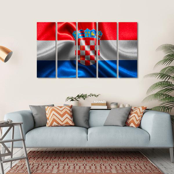 Croatian Wavy Flag Canvas Wall Art-5 Horizontal-Gallery Wrap-22" x 12"-Tiaracle