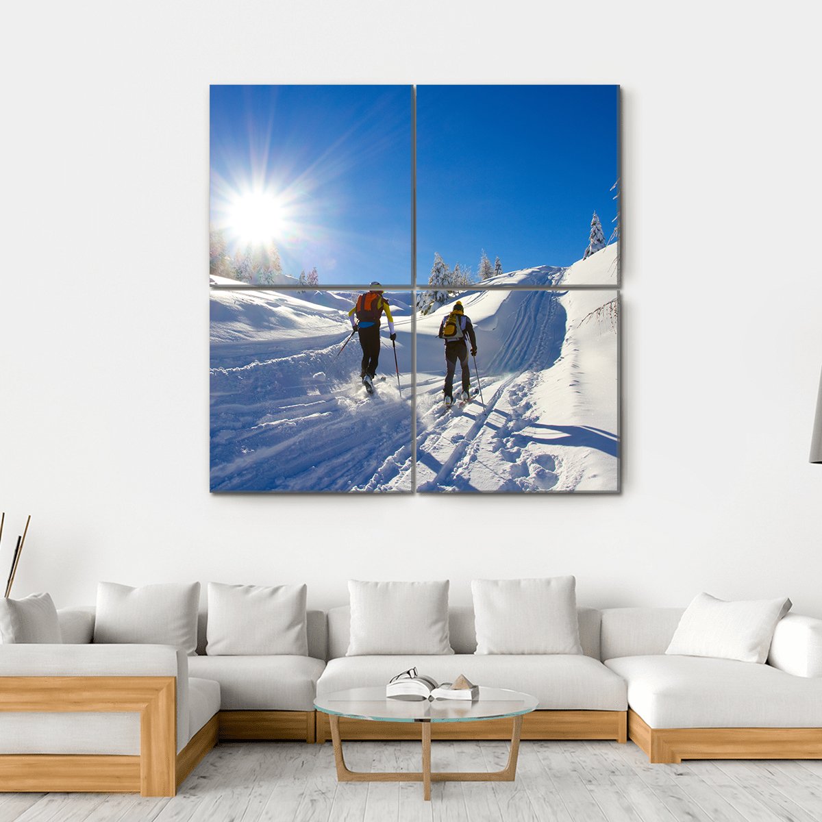 Cross-Country Skiing Canvas Wall Art-4 Square-Gallery Wrap-17" x 17"-Tiaracle
