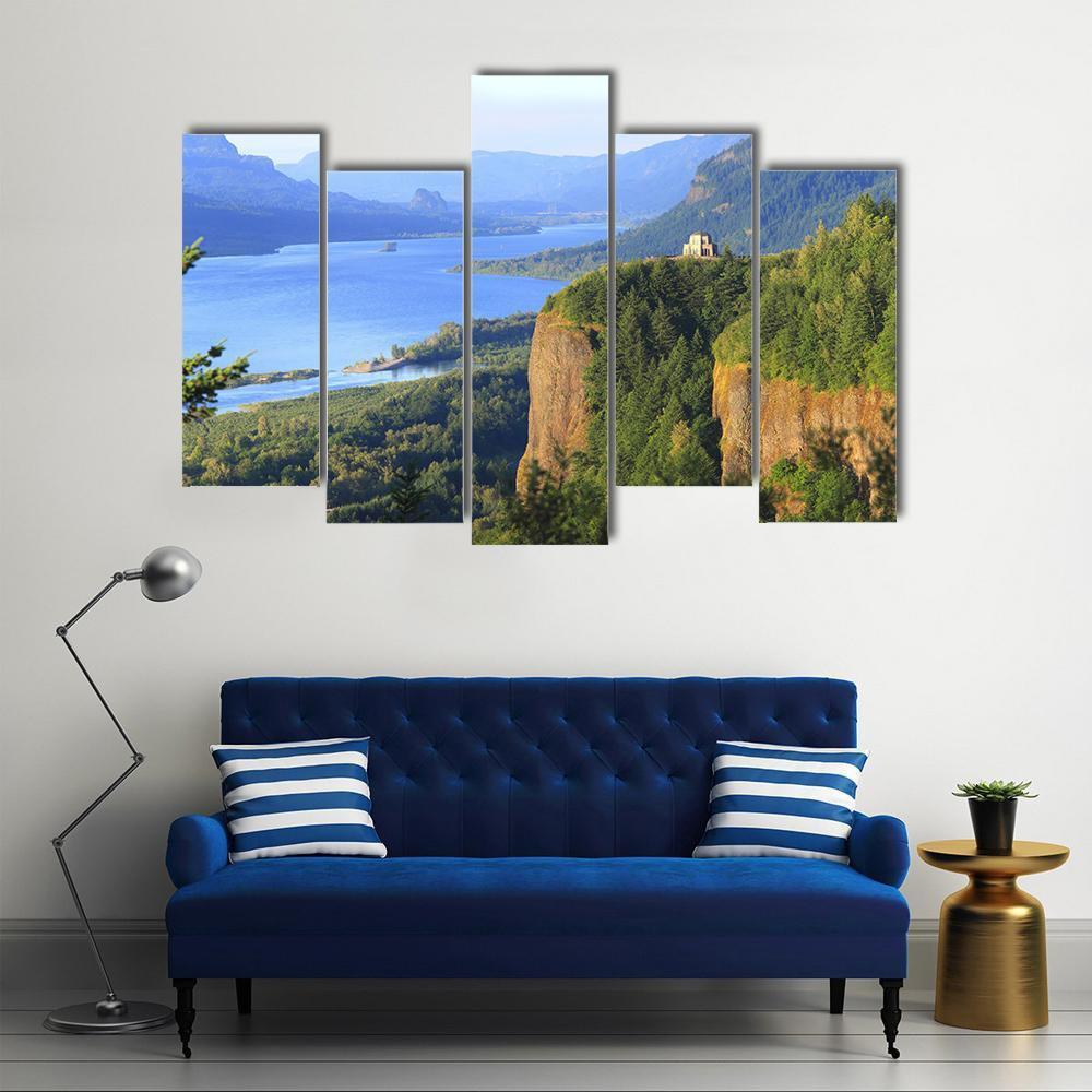 Crown Point Columbia River Canvas Wall Art-5 Pop-Gallery Wrap-47" x 32"-Tiaracle