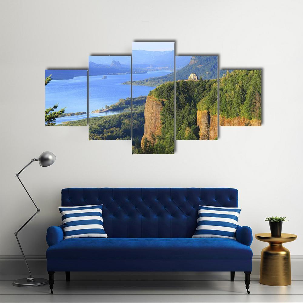 Crown Point Columbia River Canvas Wall Art-5 Star-Gallery Wrap-62" x 32"-Tiaracle