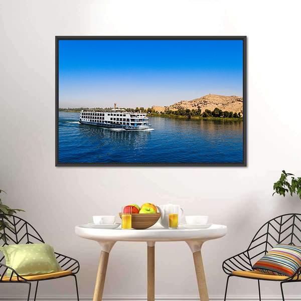 Cruise On River Nile Canvas Wall Art-1 Piece-Floating Frame-24" x 16"-Tiaracle