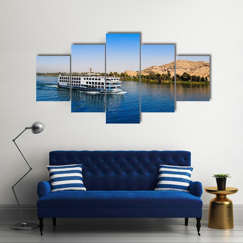Cruise On River Nile Canvas Wall Art-5 Star-Gallery Wrap-62" x 32"-Tiaracle