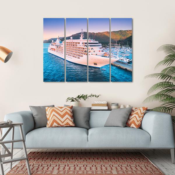 Cruise Ship At Harbor Canvas Wall Art-4 Horizontal-Gallery Wrap-34" x 24"-Tiaracle
