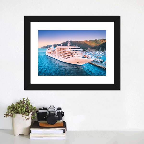 Cruise Ship At Harbor Canvas Wall Art-5 Horizontal-Gallery Wrap-22" x 12"-Tiaracle