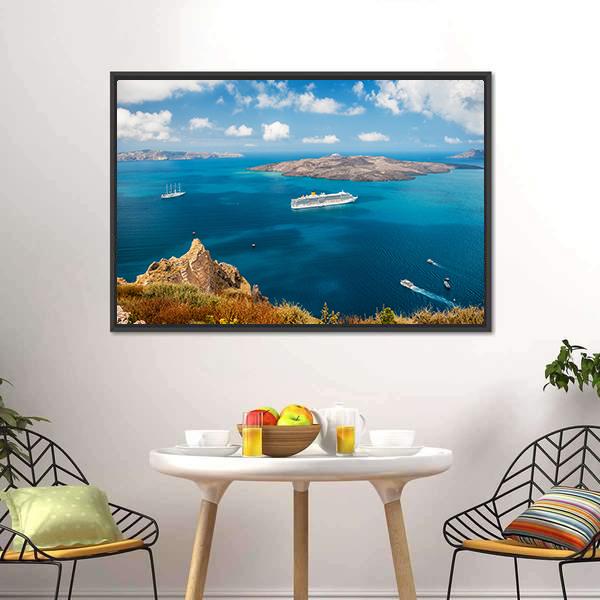 Cruise Ship At Sea Canvas Wall Art-1 Piece-Floating Frame-24" x 16"-Tiaracle