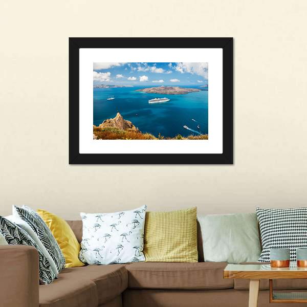 Cruise Ship At Sea Canvas Wall Art-1 Piece-Framed Print-20" x 16"-Tiaracle