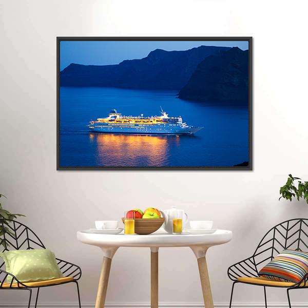Cruise Ship At Sunset Canvas Wall Art-5 Horizontal-Gallery Wrap-22" x 12"-Tiaracle