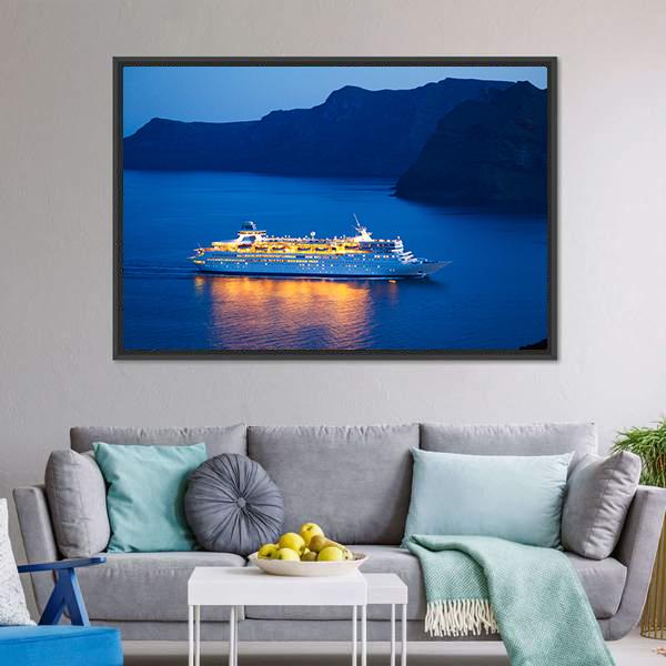 Cruise Ship At Sunset Canvas Wall Art-5 Horizontal-Gallery Wrap-22" x 12"-Tiaracle