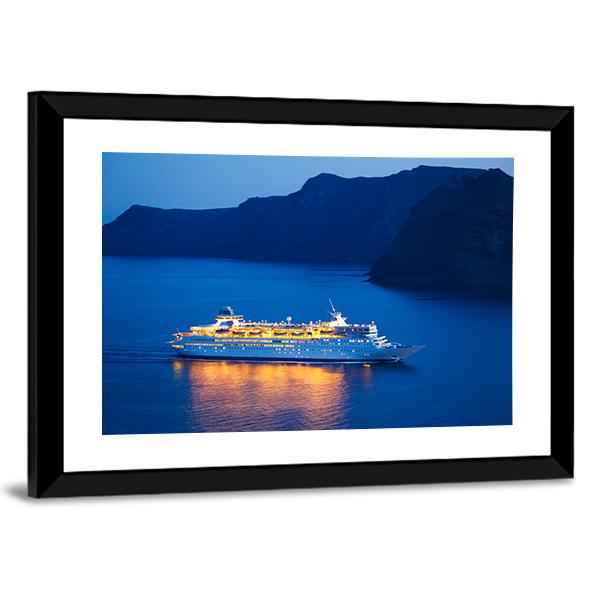 Cruise Ship At Sunset Canvas Wall Art-5 Horizontal-Gallery Wrap-22" x 12"-Tiaracle