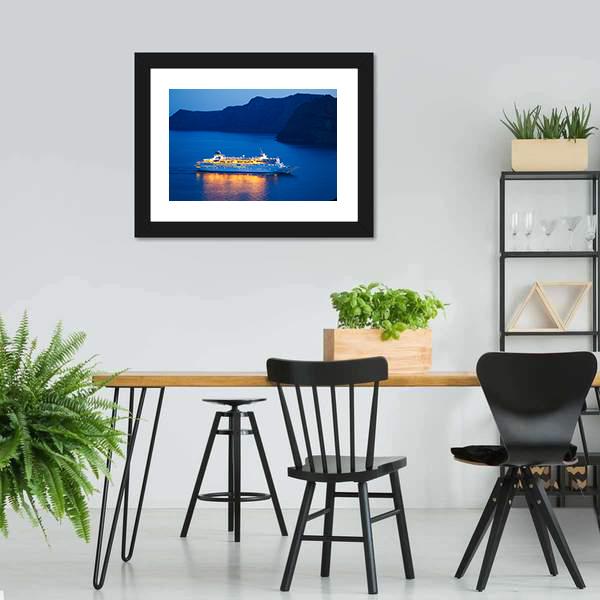 Cruise Ship At Sunset Canvas Wall Art-5 Horizontal-Gallery Wrap-22" x 12"-Tiaracle