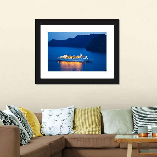 Cruise Ship At Sunset Canvas Wall Art-5 Horizontal-Gallery Wrap-22" x 12"-Tiaracle