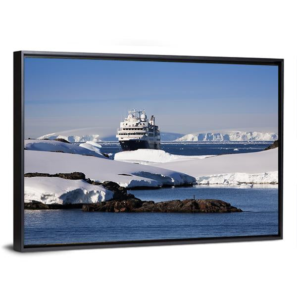 Cruise Ship In Antarctic Canvas Wall Art-5 Horizontal-Gallery Wrap-22" x 12"-Tiaracle