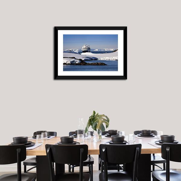 Cruise Ship In Antarctic Panoramic Canvas Wall Art-1 Piece-36" x 12"-Tiaracle