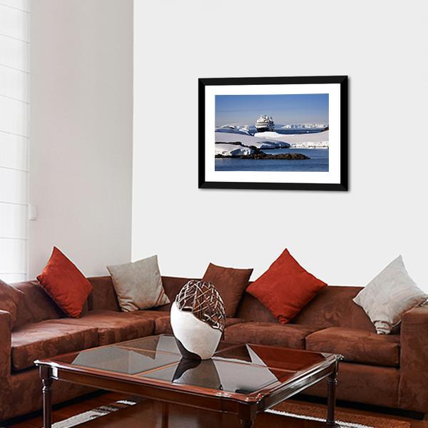 Cruise Ship In Antarctic Panoramic Canvas Wall Art-1 Piece-36" x 12"-Tiaracle
