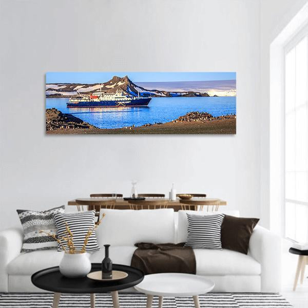 Blue Antarctic Cruise Ship Panoramic Canvas Wall Art-1 Piece-36" x 12"-Tiaracle