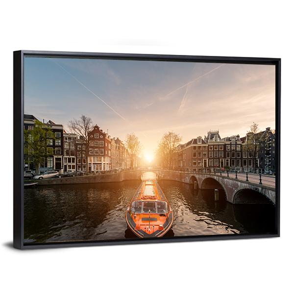 Cruise Ship In Canal Canvas Wall Art-3 Horizontal-Gallery Wrap-25&quot; x 16&quot;-Tiaracle