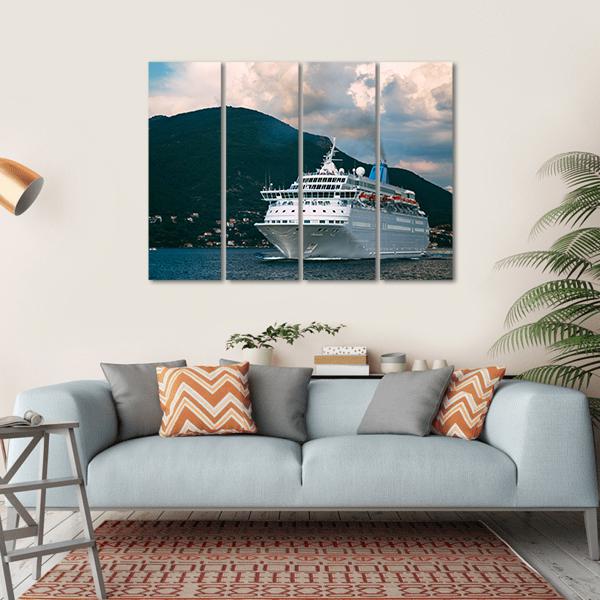 Cruise Ship In Kotor Bay Canvas Wall Art-4 Horizontal-Gallery Wrap-34" x 24"-Tiaracle