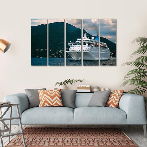 Cruise Ship In Kotor Bay Canvas Wall Art-5 Horizontal-Gallery Wrap-22" x 12"-Tiaracle