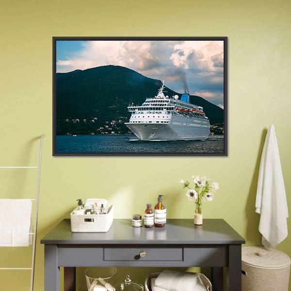 Cruise Ship In Kotor Bay Canvas Wall Art-5 Horizontal-Gallery Wrap-22" x 12"-Tiaracle