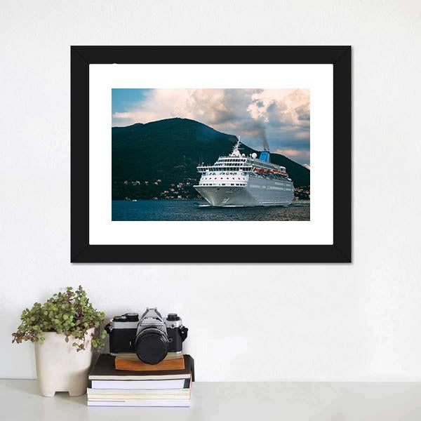 Cruise Ship In Kotor Bay Canvas Wall Art-5 Horizontal-Gallery Wrap-22" x 12"-Tiaracle