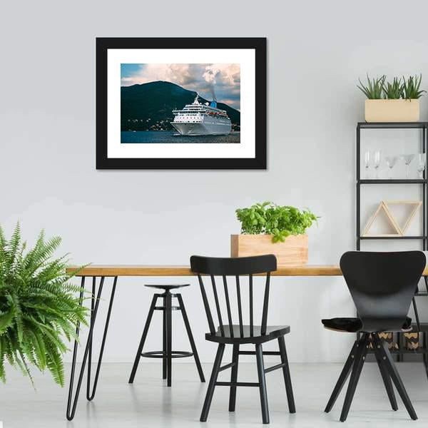 Cruise Ship In Kotor Bay Canvas Wall Art-5 Horizontal-Gallery Wrap-22" x 12"-Tiaracle