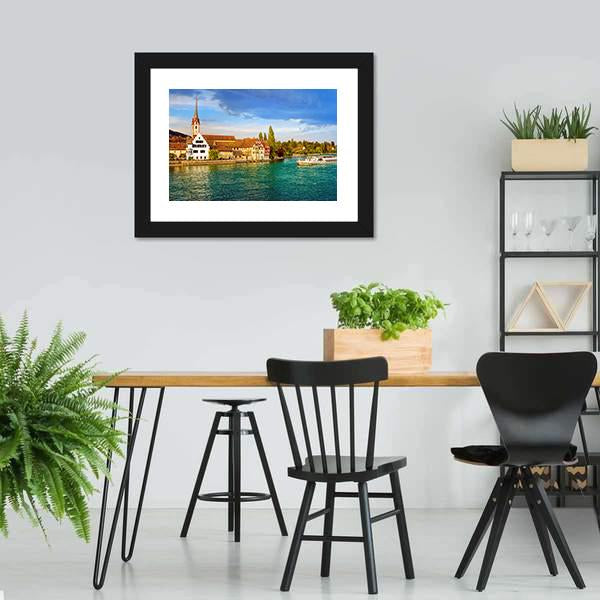 Cruise Ship In Rhine River Canvas Wall Art-3 Horizontal-Gallery Wrap-25" x 16"-Tiaracle