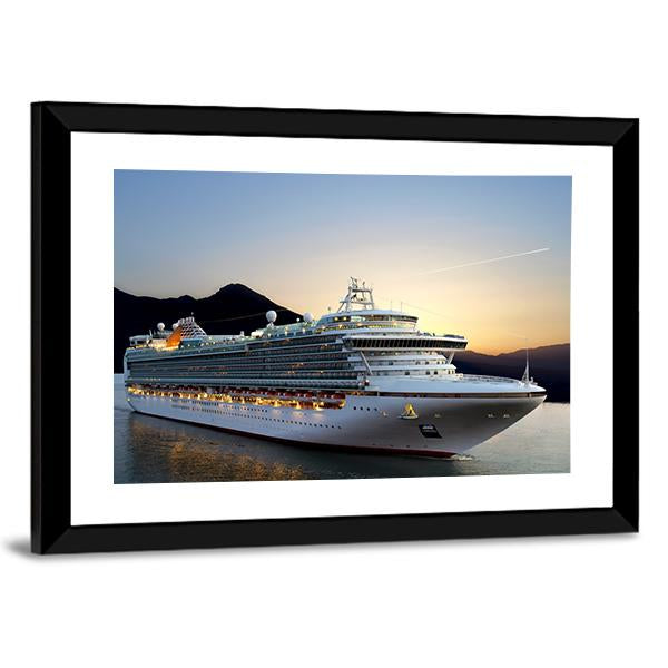 Cruise Ship Near Port Canvas Wall Art-5 Horizontal-Gallery Wrap-22" x 12"-Tiaracle