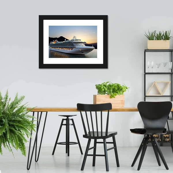 Cruise Ship Near Port Canvas Wall Art-5 Horizontal-Gallery Wrap-22" x 12"-Tiaracle