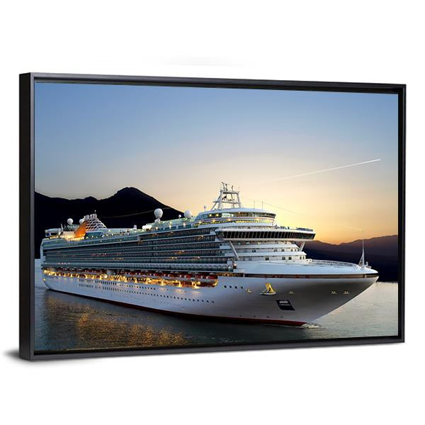 Cruise Ship Near Port Canvas Wall Art-5 Horizontal-Gallery Wrap-22" x 12"-Tiaracle