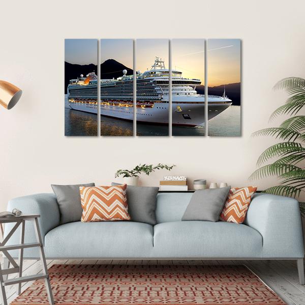 Cruise Ship Near Port Canvas Wall Art-5 Horizontal-Gallery Wrap-22" x 12"-Tiaracle