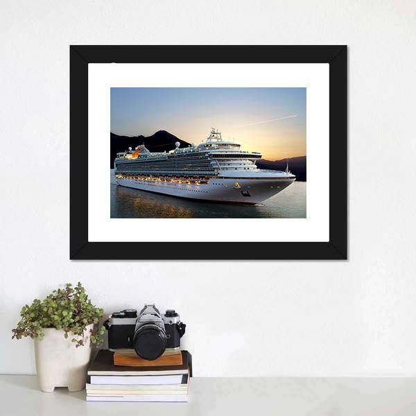 Cruise Ship Near Port Canvas Wall Art-3 Horizontal-Gallery Wrap-25" x 16"-Tiaracle