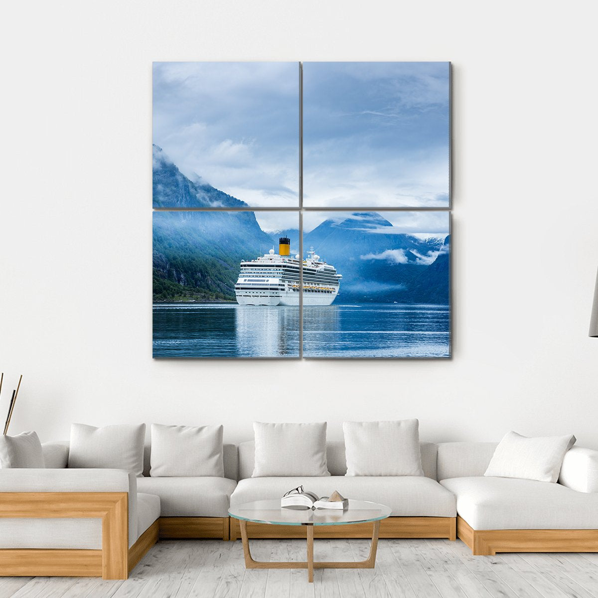 Cruise Ship Norway Canvas Wall Art-4 Square-Gallery Wrap-17" x 17"-Tiaracle
