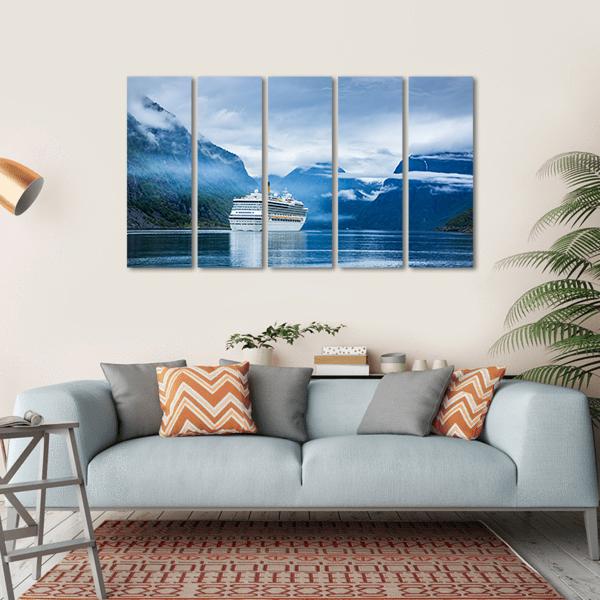 Cruise Ship Norway Canvas Wall Art-5 Horizontal-Gallery Wrap-22" x 12"-Tiaracle