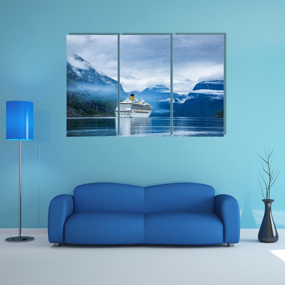 Cruise Ship Norway Canvas Wall Art-3 Horizontal-Gallery Wrap-37" x 24"-Tiaracle