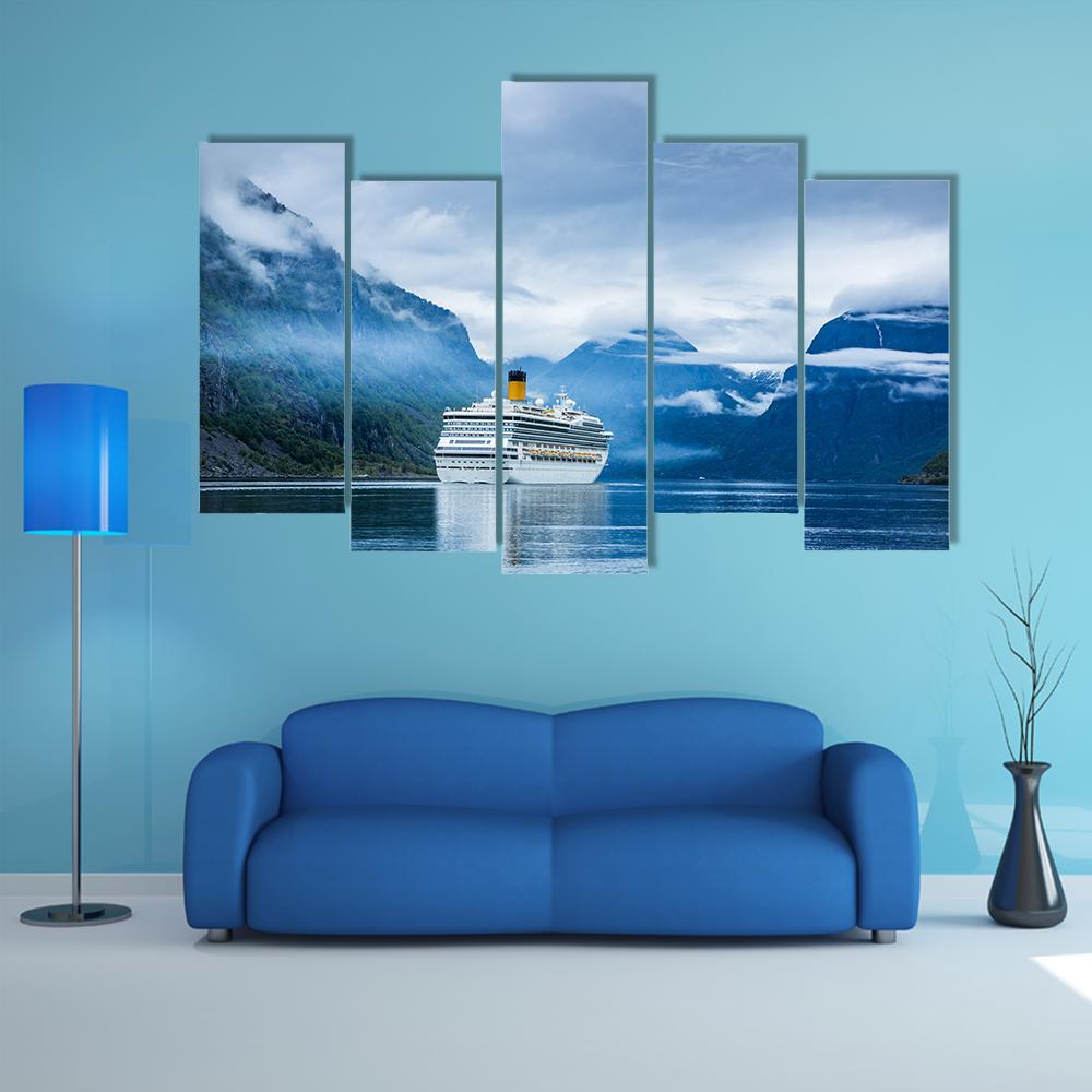 Cruise Ship Norway Canvas Wall Art-5 Pop-Gallery Wrap-47" x 32"-Tiaracle