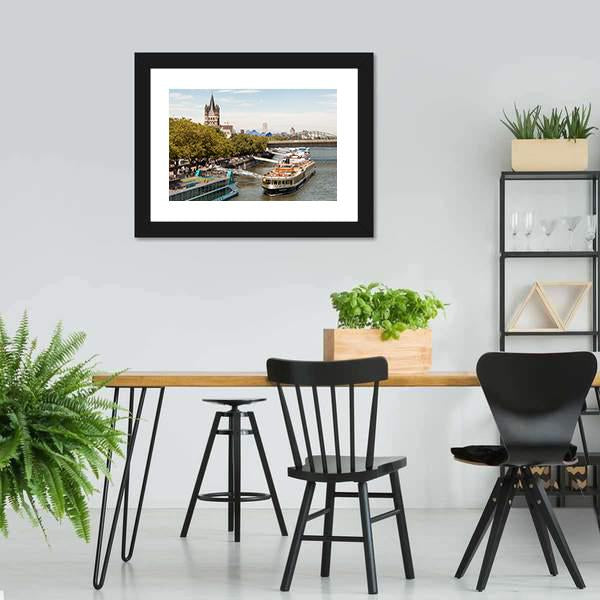 Cruise Ships In Cologne Canvas Wall Art-3 Horizontal-Gallery Wrap-25" x 16"-Tiaracle