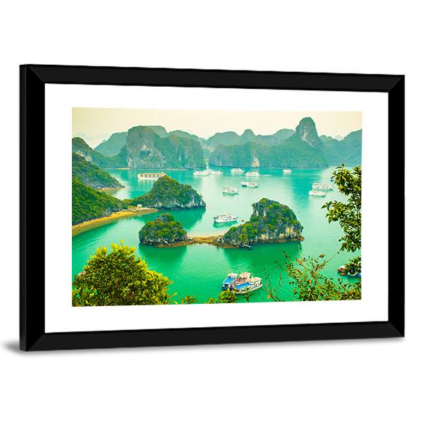 Cruise Ships In Ha Long Bay Canvas Wall Art-5 Horizontal-Gallery Wrap-22" x 12"-Tiaracle