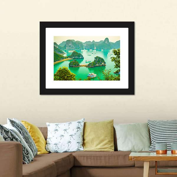 Cruise Ships In Ha Long Bay Canvas Wall Art-3 Horizontal-Gallery Wrap-25" x 16"-Tiaracle