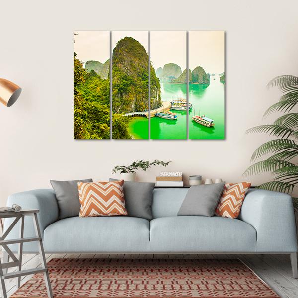 Cruise Ships In Limestone Islands Canvas Wall Art-4 Horizontal-Gallery Wrap-34" x 24"-Tiaracle