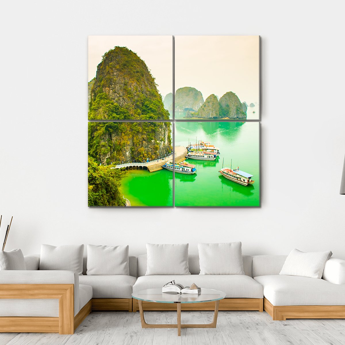 Cruise Ships In Limestone Islands Canvas Wall Art-4 Square-Gallery Wrap-17" x 17"-Tiaracle