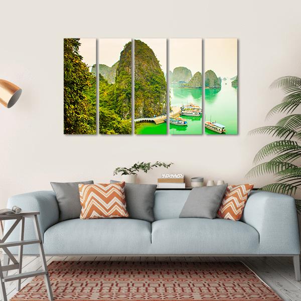 Cruise Ships In Limestone Islands Canvas Wall Art-5 Horizontal-Gallery Wrap-22" x 12"-Tiaracle