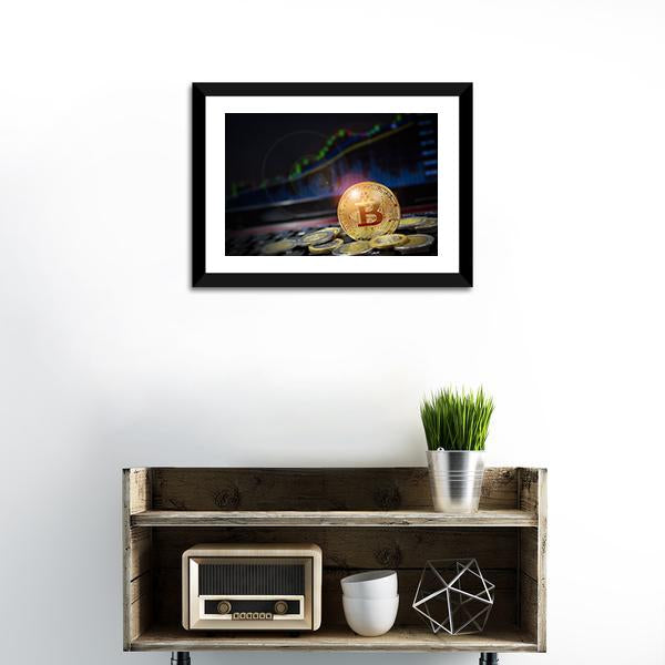 Cryptocurrency Bitcoins Canvas Wall Art-1 Piece-Framed Print-20" x 16"-Tiaracle