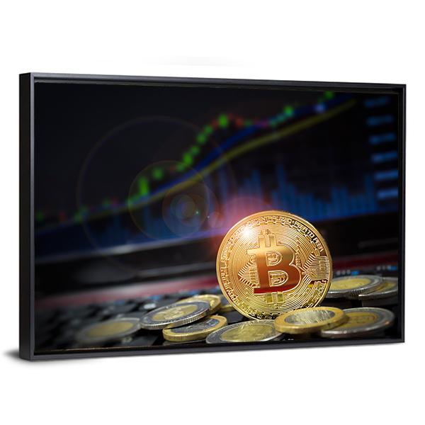 Cryptocurrency Bitcoins Canvas Wall Art-3 Horizontal-Gallery Wrap-25" x 16"-Tiaracle