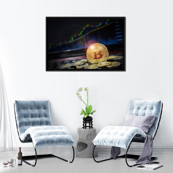 Cryptocurrency Bitcoins Canvas Wall Art-3 Horizontal-Gallery Wrap-25" x 16"-Tiaracle