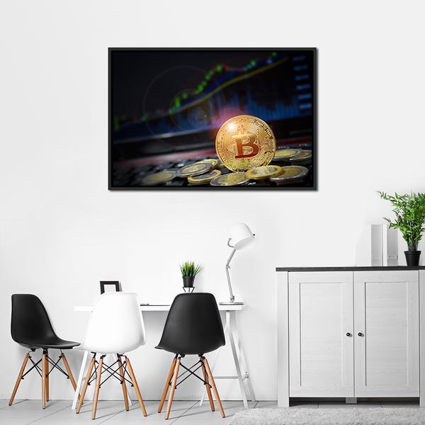 Cryptocurrency Bitcoins Canvas Wall Art-3 Horizontal-Gallery Wrap-25" x 16"-Tiaracle