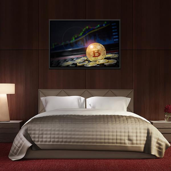 Cryptocurrency Bitcoins Canvas Wall Art-3 Horizontal-Gallery Wrap-25" x 16"-Tiaracle