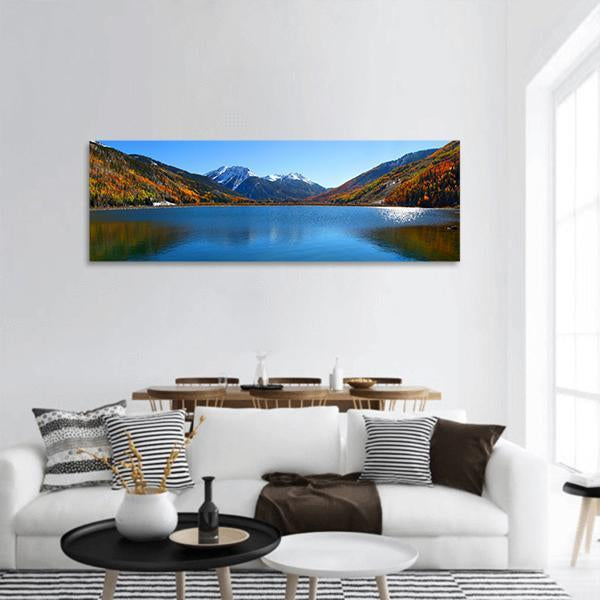Crystal Lake Colorado Panoramic Canvas Wall Art-3 Piece-25" x 08"-Tiaracle
