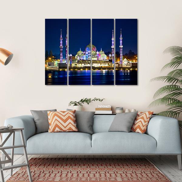 Crystal Mosque Terengganu Canvas Wall Art-4 Horizontal-Gallery Wrap-34" x 24"-Tiaracle
