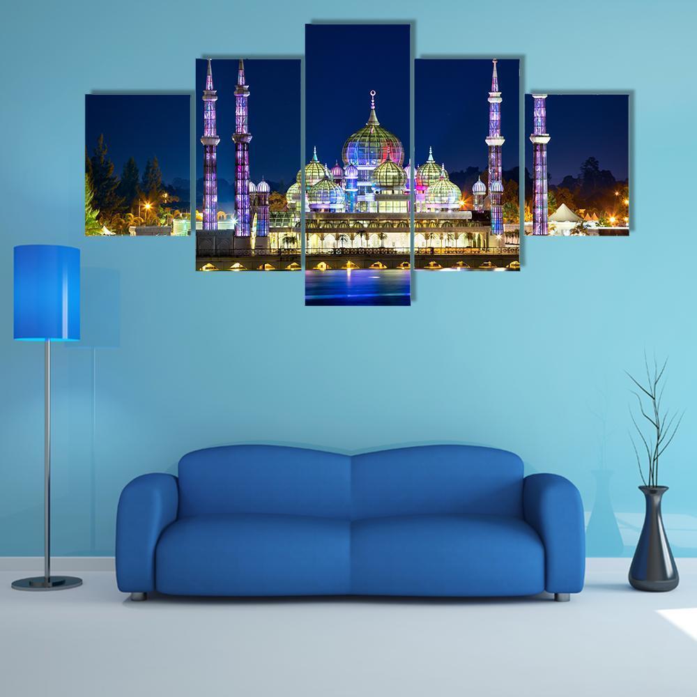 Crystal Mosque Terengganu Canvas Wall Art-5 Star-Gallery Wrap-62" x 32"-Tiaracle