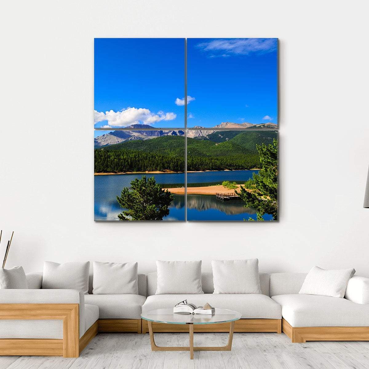 Reservoir Near Pikes Peak Canvas Wall Art-4 Square-Gallery Wrap-17" x 17"-Tiaracle
